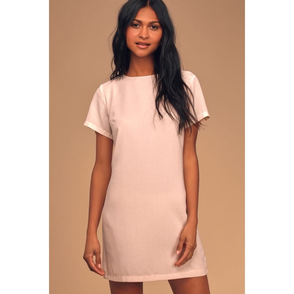 Lulus blush pink mesh sleeve shift dress